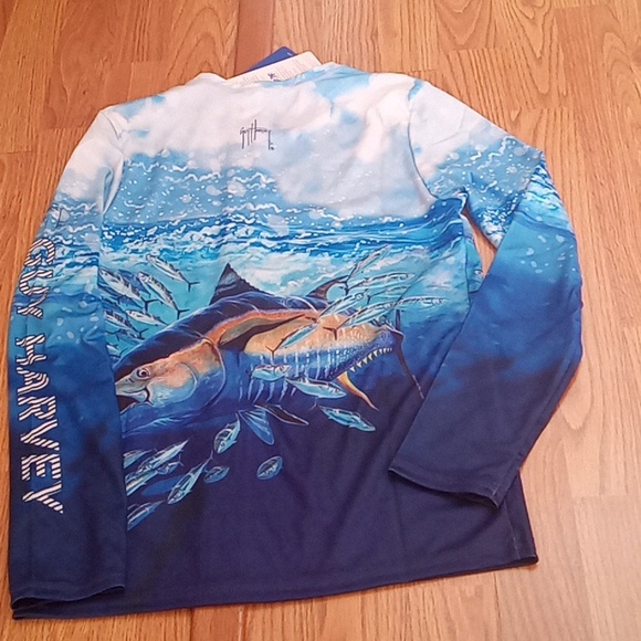 NFS. Guy Harvey boys shirt, rash guard in blue. sz M, XL, XXL - Picture 7 of 8